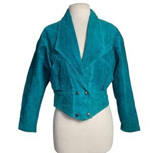 Contempo teal suede jacket S 80s 90s retro